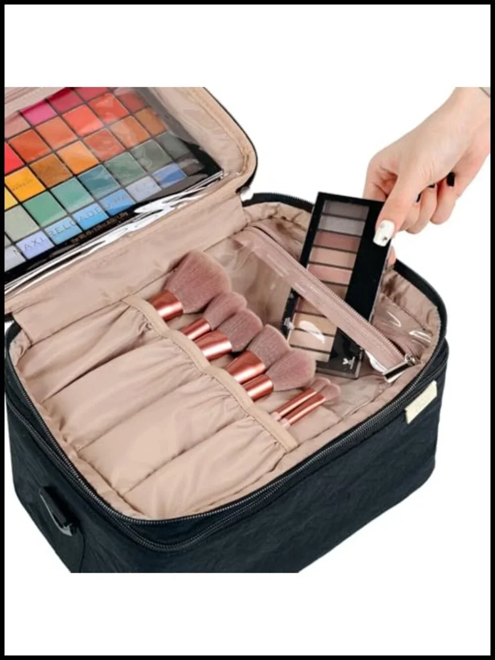 Extra Large Double Layer Makeup Bag Organizer Cosmetic Travel Case with
